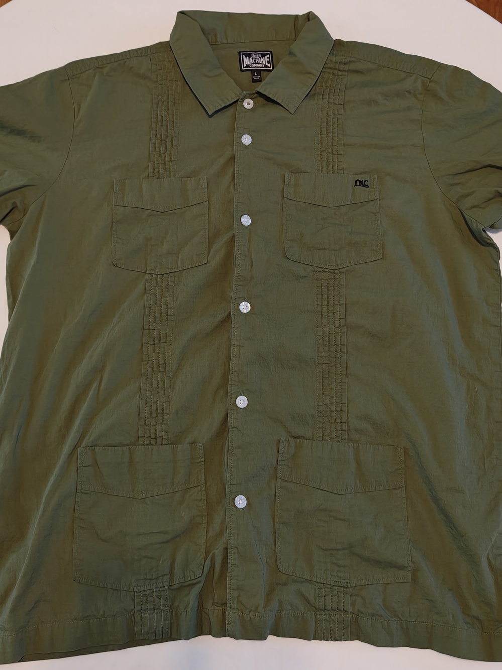 Loser Machine Olive Green Guyabera Button-Up Shirt - L